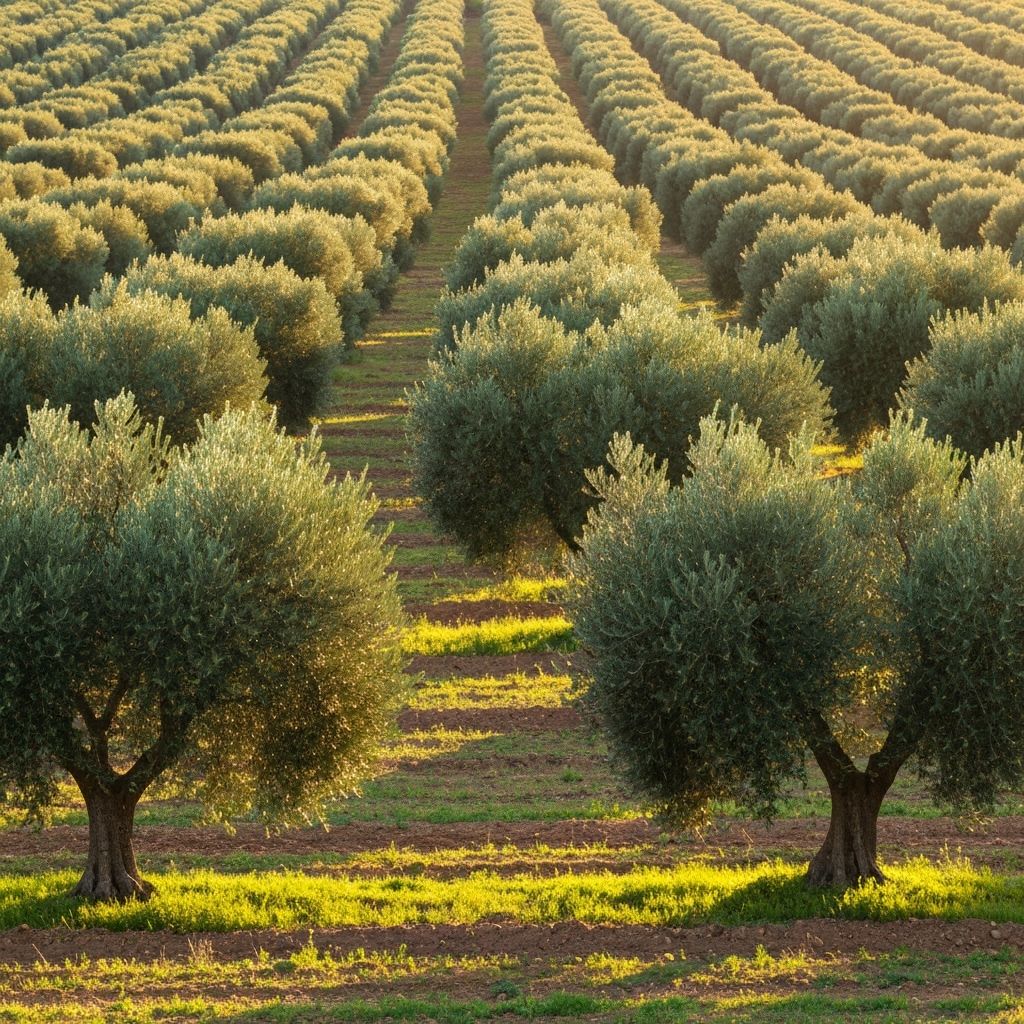 Campo de olivos saludable